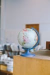 globe on shelf