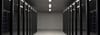 black server racks on a room