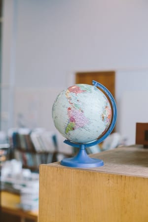globe on shelf