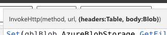 Screenshot of the parameters for Invoke HTTP using the HTTP with Azure AD connector showing that the body needs a blob type.